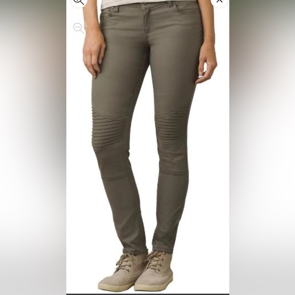 PrAna Hybrid Brenna Moto Style Pant Gravel Gray Olive Green Size 10 - Picture 3 of 12
